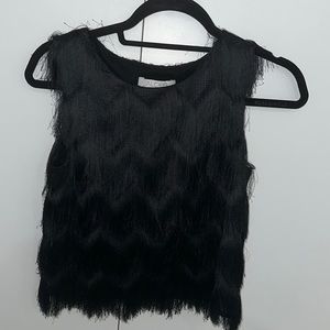 ALEXIS Fringe Black Crop Top